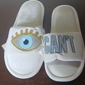 Gant Kids Cream Slide Slippers with Gold Eye Embroidery